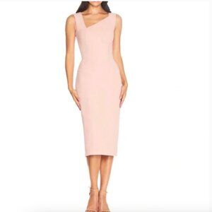 Dress the Population Sleeveless Asymmetrical Neckline Bodycon Midi - M - Blush